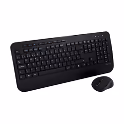 V7 Clavier QWERTY espagnol complet avec repose-mains CKW300ES – Noir, Taille réelle (100 %), RF sans fil, Noir, Souris inclus ...