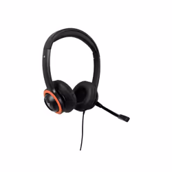 V7 Casque Safesound pour l’enseignement secondaire avec micro, volume max limité, antimicrobien, câble de 2 m, 3,5 mm, Notebo ...