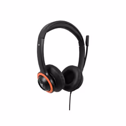 V7 Casque Safesound pour l’enseignement secondaire avec micro, volume max limité, antimicrobien, câble de 2 m, 3,5 mm, Notebook, Chromebook, PC - Noir, rouge