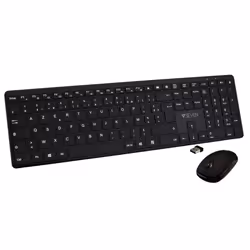 V7 CKW550FRBT, Taille réelle (100 %), USB + Bluetooth, AZERTY, Noir, Souris incluse