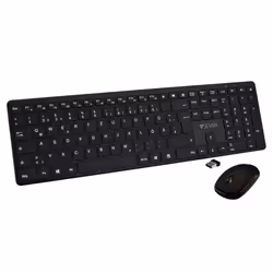 V7 CKW550DEBT, Taille réelle (100 %), RF sans fil + Bluetooth, QWERTZ, Noir, Souris incluse
