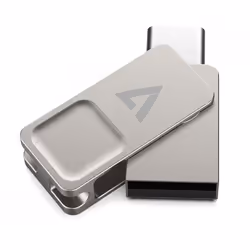V7 VF3128GTC, 128 Go, USB Type-A / USB Type-C, 3.2 Gen 1 (3.1 Gen 1), 150 Mo/s, Pivotant, Argent