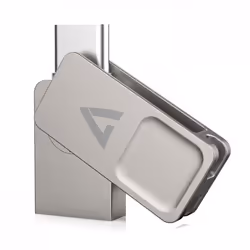 V7 VF3128GTC lecteur USB flash 128 Go USB Type-A / USB Type-C 3.2 Gen 1 (3.1 Gen 1) Argent