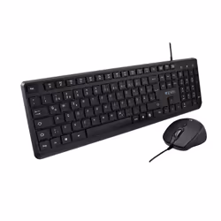 V7 Ensemble clavier et souris USB CKU350FR – Configuration FR, Taille réelle (100 %), USB, AZERTY, Noir, Souris incluse