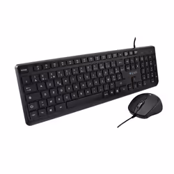 V7 Ensemble clavier et souris USB CKU350ES – Configuration ES, Taille réelle (100 %), USB, Noir, Souris incluse