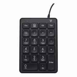 V7 Pavé numérique filaire USB KP350 - 22 touches - Calculatrice, Tabulation, Touches de raccourci de retour arrière - Câble d ...