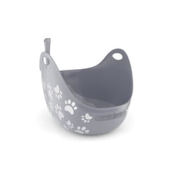 Bac à litière - Litter Box - Gris - Compact et léger - Parois élevées - Poignées intégrées