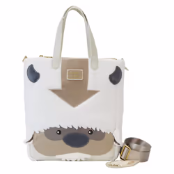Loungefly Avatar Appa & Momo, Fille, Sac fourre-tout, Fermeture à glissière, Beige, Or, Gris, Blanc, Image, Blanc