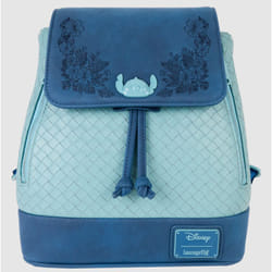 Loungefly Stitch Embroidered Floral Drawstring Mini sac à dos Sac à dos normal Bleu Polyuréthane (PU)