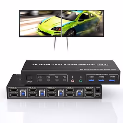 Commutateur KVM - Rytaki Pro - HDMI Dual Monitor - 4 Ports - 4K 60Hz - USB 3.0