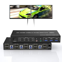 Commutateur KVM - Rytaki Pro - HDMI Dual Monitor - 4 Ports - 4K 60Hz - USB 3.0