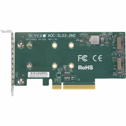 Supermicro AOC-SLG3-2M2, PCIe, M.2, Profil bas, PCIe 3.0, Vert, 10 - 55 °C