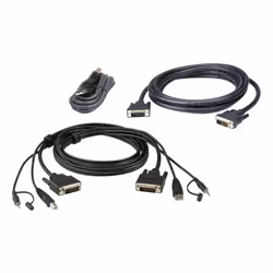 ATEN Kit de câbles KVM sécurisé deux affichages DVI-D Dual Link USB 1,8 M, 1,8 m, DVI-D, Noir, USB Type-A/3.5mm/DVI-D, USB Ty ...