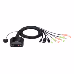 ATEN Commutateur KVM hybride DisplayPort 2 ports USB-C, 4096 x 2160 pixels, 4K Ultra HD, 0,74 W, Noir