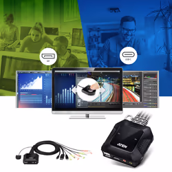 ATEN Commutateur KVM hybride DisplayPort 2 ports USB-C - Vue supplémentaire 4