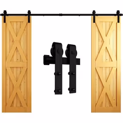 CCJH 8FT Double Porte Coulissante en Bois Noir