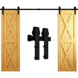 CCJH 8FT Double Porte Coulissante en Bois Noir