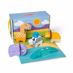 Melissa & Doug LES ANIMAUX DE LA SAVANE - 34 PIÈCES - BLOCKABLES, 2 an(s), 34 pièce(s), Bois