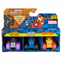 Monster Jam Marvel Mini Monster Truck 3-Pack, Ensemble de véhicules, 3 an(s), Métal, Plastique, Multicolore