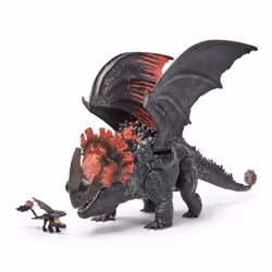 DreamWorks Dragons, How to train Your Dragon, Le monde de Beurk : mâchoire articulée de Red Death, jouet dragon de 28 cm avec figurine Toothless exclusive, à partir de 4 ans - Vue supplémentaire 2