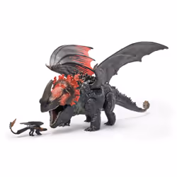 DreamWorks Dragons, How to train Your Dragon, Le monde de Beurk : mâchoire articulée de Red Death, jouet dragon de 28 cm avec figurine Toothless exclusive, à partir de 4 ans - Vue supplémentaire 7