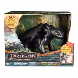 Dreamworks Dragons How to Train Your Dragon, Toothless interactif à apprivoiser et dresser, jouet dragon avec 60 effets sonores et réactions, jouets pour filles et garçons à partir de 4 ans