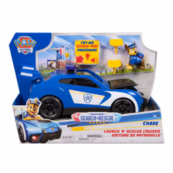 PAW Patrol : Search & Rescue, Voiture de patrouille Chase avec figurine et 2 projectiles, effets sonores et lumineux, lance-projectile caché, jouets pour garçons et filles à partir de 3 ans - Vue supplémentaire 2