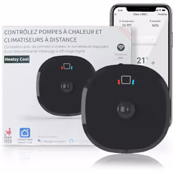 Heatzy Cool est un thermostat connecté pour climatisation, compatible avec les pompes à chaleur air-air, permettant de contrô ...