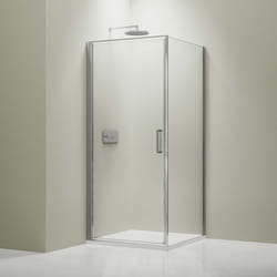 Paroi de douche d'angle en verre véritable nano de 8mm NT416 - en option : couleur des profilés et dimensions Chrome, 80 cm, 90 cm - Bernstein