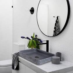Bernstein - Vasque Design à poser NT2524 en fonte minérale - gris effet béton mat - 50 x 42 x 10 cmSans bonde Pop Up