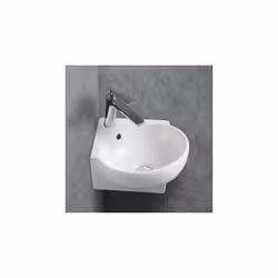 Lave-mains gain de place BERNSTEIN - KW198 - blanc brillant Ce lavabo en céramique sanitaire de forme ovale est la solution i ...