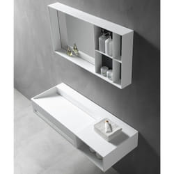 Vasque murale avec espace de rangement TWG62 - fonte minérale - largeur sélectionnable100 cm - Bernstein