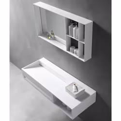 Vasque suspendue TWG62 - blanc mat - avec espace de rangement et porte-serviettes Embellissez votre salle de bain avec la vas ...