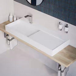 Vasque en fonte minérale TWG222 - blanc mat - avec espace de rangement Embellissez votre salle de bain avec la vasque murale  ...
