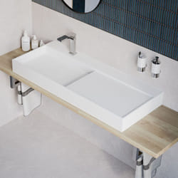 BERNSTEIN - Vasque murale ou à poser avec espace de rangement TWG222 - fonte minérale - 120 x 50 x 12 cm