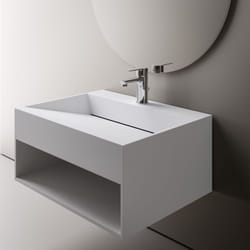 Bernstein - Vasque murale en pierre solide (Solid Stone) avec espace de rangement TWG71 - blanc mat - largeur sélectionnable80 cm