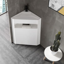 Vasque totem d'angle en fonte minérale TWZ70 - blanc mat - 50 x 50 x 90 cm - Bernstein
