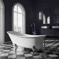 Baignoire îlot sur pieds paris blanc mat ou blanc brillant - couleur des pieds et robinetterie sélectionnablesSans robinet mitigeur, Chromé, Blanc