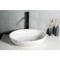 Bernstein - Vasque à poser en pierre solide leo - 50 x 40 x 12 cm - Couleur en option Blanc mat, Sans raccord d'écoulement