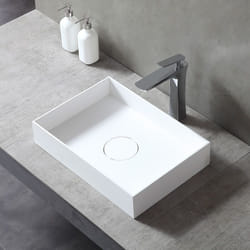 Bernstein - Vasque rectangulaire à poser moderne en fonte minérale salle de bain, bonde non fournie - TWA112 - largeur et couleur au choixBlanc mat,