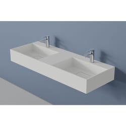 Double vasque murale en fonte minérale TWG231 - blanc mat - largeur sélectionnable122 cm - Bernstein