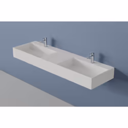 Double vasque à suspendre TWG231 en pierre solide - blanc mat - avec espace de rangement Comme alternative moderne aux lavabo ...