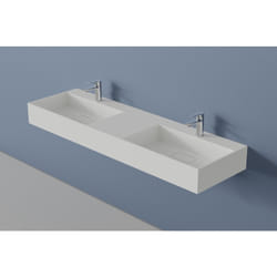 Double vasque murale en fonte minérale TWG231 - blanc mat - largeur sélectionnable153 cm - Bernstein