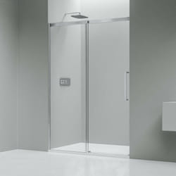 Paroi de douche en niche verre transparent nano 8mm, porte coulissante - Profilé alu Chrome 25mm - DX906 flex - h. 195cm - 1000mm - Bernstein