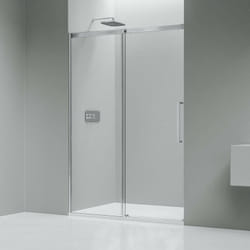 BERNSTEIN - Paroi de douche en niche verre transparent nano 8mm, porte coulissante - Profilé alu Chrome 25mm - DX906 FLEX - H. 195cm - 1700 mm