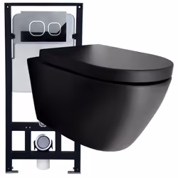 WC suspendu B-8030 Noir - avec siège à fermeture douce Apporte une touche de luxe et d'élégance à ta salle de bain avec ce WC ...