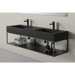Console métallique suspendue pour vasque 150S - noir mat - convient à la double vasque TWG16 - Bernstein
