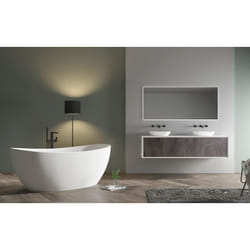 Bernstein - Baignoire îlot ovale moderne en fonte minérale pour salle de bain, isolation thermique - Blanc - 180x85x64cm - hawaii stone - Option au