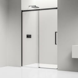 Porte de douche coulissante en niche DX906 flex - noir mat - verre de sécurité trempé de 8 mm Nano - largeur sélectionnable 1700 mm - Bernstein