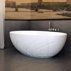 Baignoire îlot LEO en fonte minérale - Design extravagant pour une ambiance luxueuse dans la salle de bain ! Grâce à la surfa ...